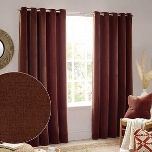 Heavy Chenille 117x137 Eyelet Curtain Nutmeg - Riva