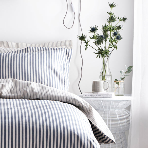 Hebden Single Duvet Set Navy/Grey - Riva