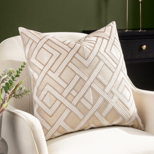 Henley 50x50 Feather Filled Cushion Warm Taupe - lifestyle