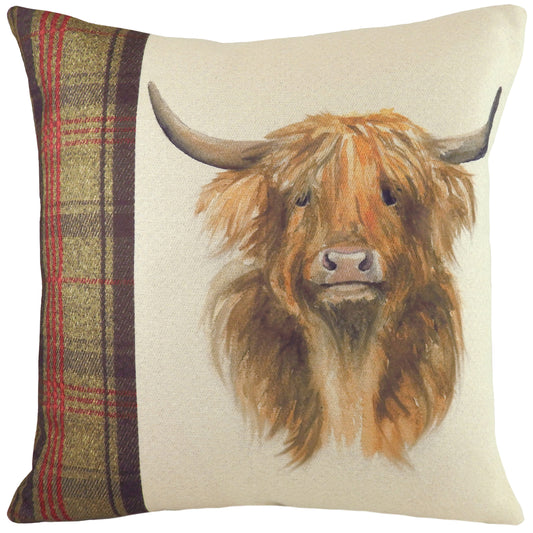 HUNTER HIGHLAND COW 43X43 FEATHER FILLED CUSHION MULTI