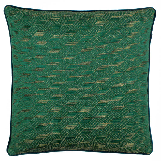 HIGHBURY FEATHER FILLED CUSHION 50X50 EMER/GOLD