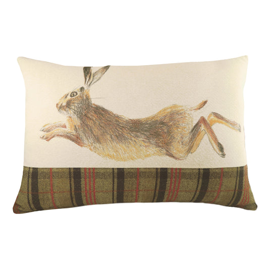 HUNTER LEAPING HARE 40X60 FEATHER FILLED CUSHION MULTI