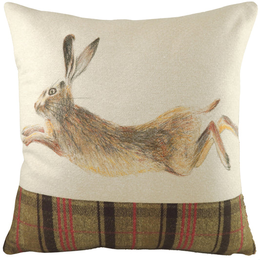 HUNTER LEAPING HARE 43X43 FEATHER FILLED CUSHION MULTI