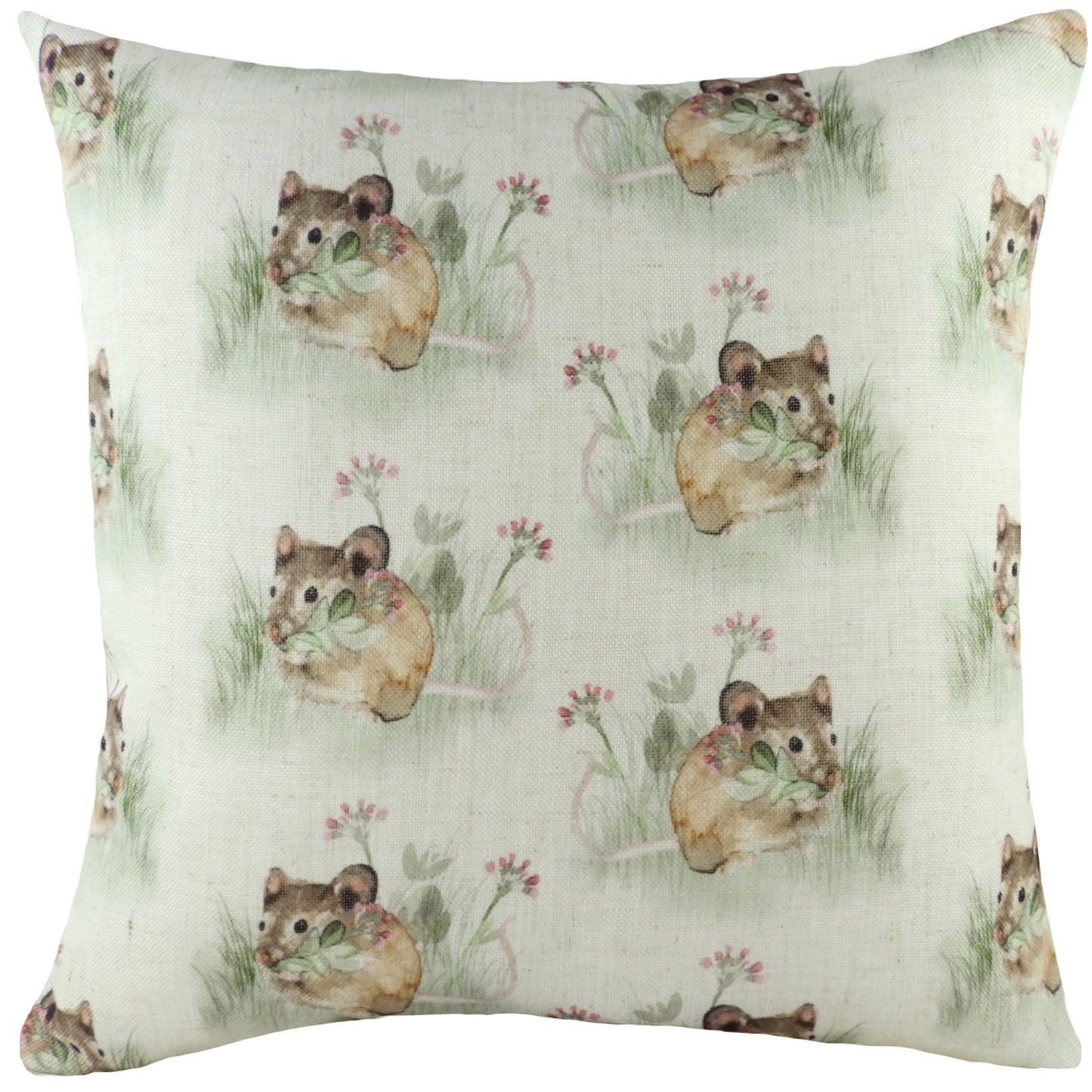 HEDGEROW MICE REPEAT 43X43 FEATHER FILLED CUSHION MULTI