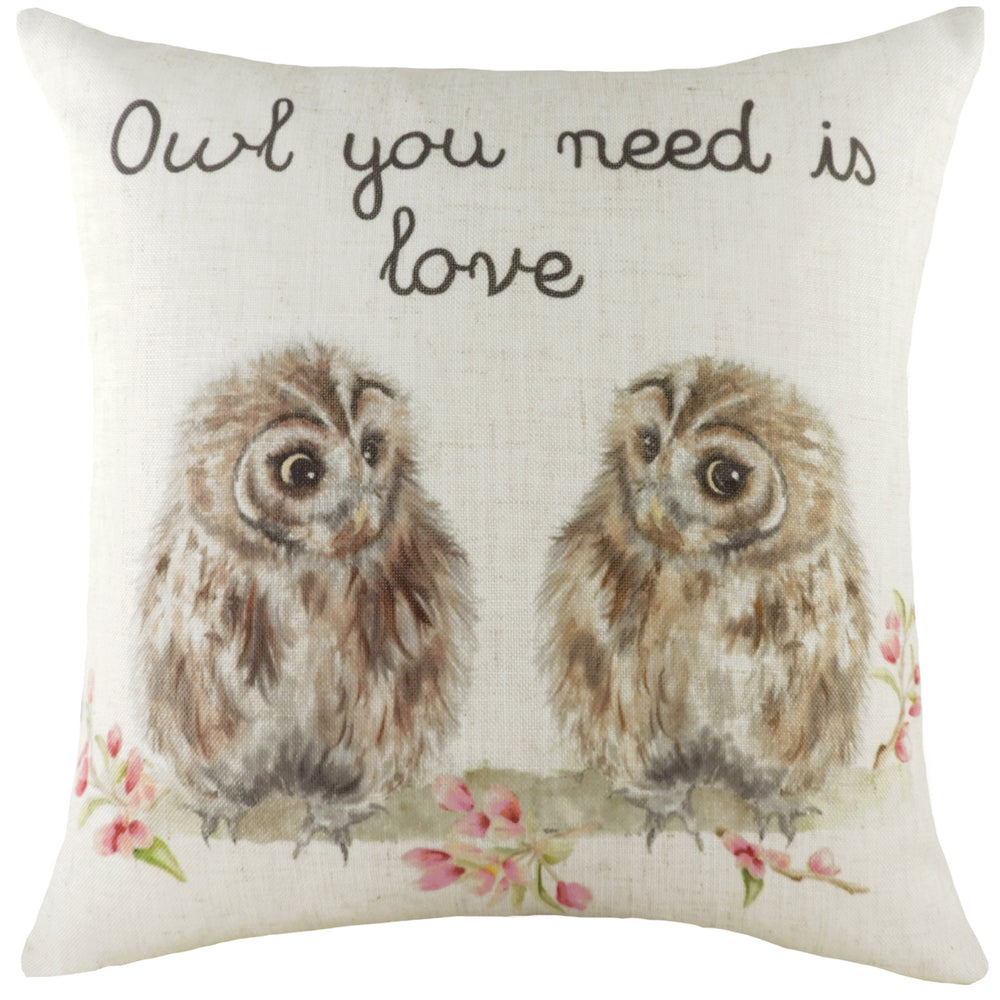 Hedgerow Owls 43x43 Feather Filled Cushion Multi
