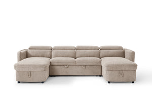 Capri Sofabed Beige U Shape Corner - Xshowhome