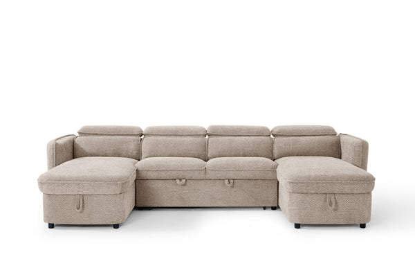 Capri Sofabed Beige U Shape Corner - Xshowhome