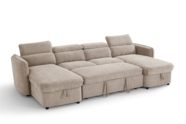Capri Sofabed Beige U Shape Corner - Xshowhome