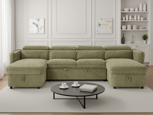 Capri Sofabed Green U Shape Corner - Xshowhome