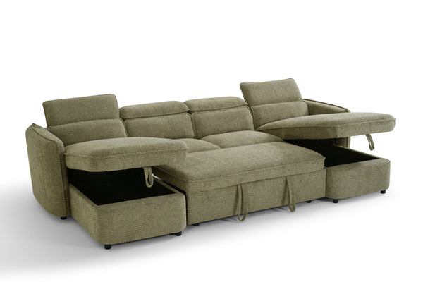 Capri Sofabed Green U Shape Corner - Xshowhome