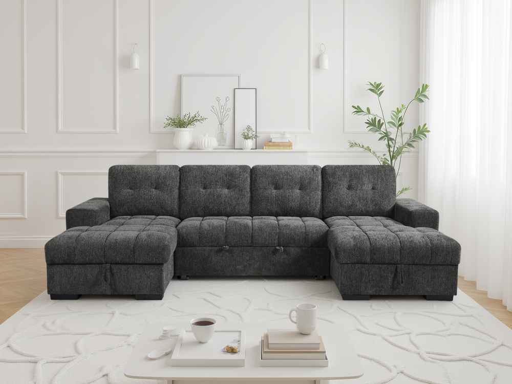 Palermo Sofabed Grey U Shape Corner - Xshowhome