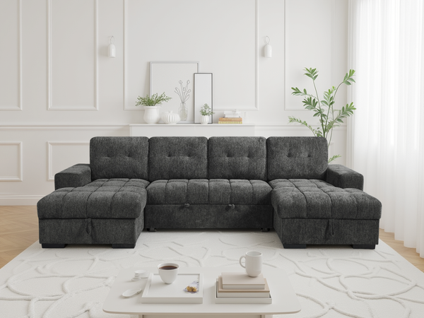 Palermo Sofabed Grey U Shape Corner - Xshowhome