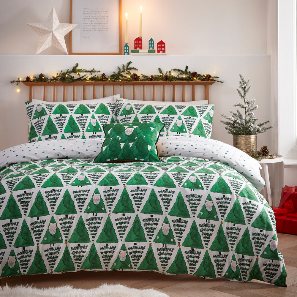 Hide and Seek Santa Double Duvet Set Green