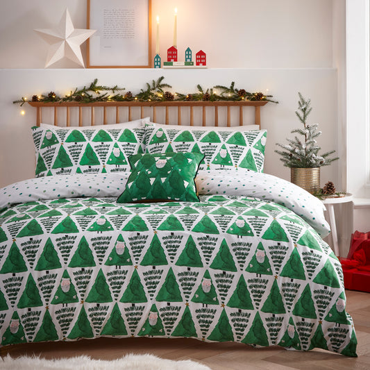 HIDE AND SEEK SANTA KING SIZE DUVET SET GREEN