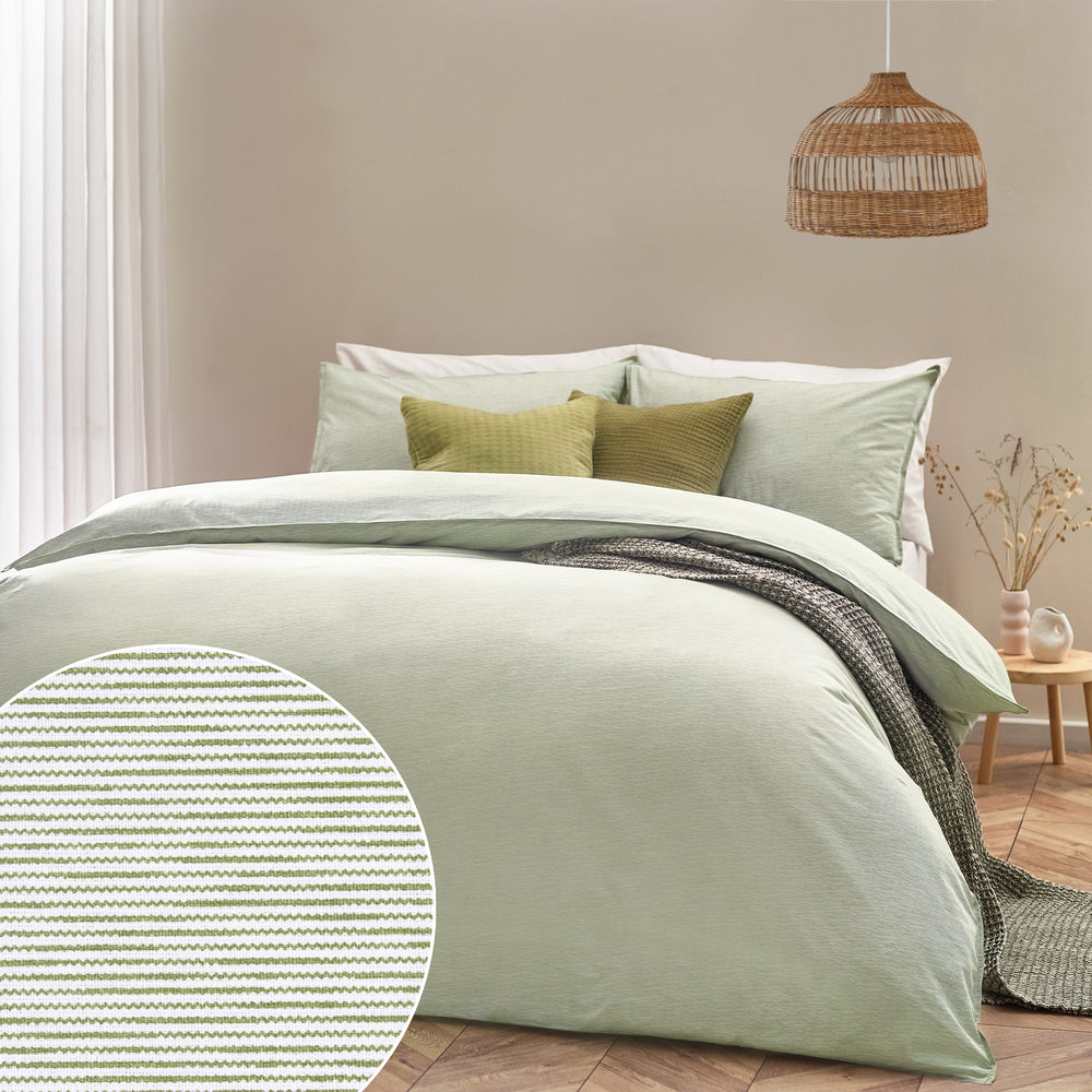 Heaton Stripe Single Duvet Set Khaki