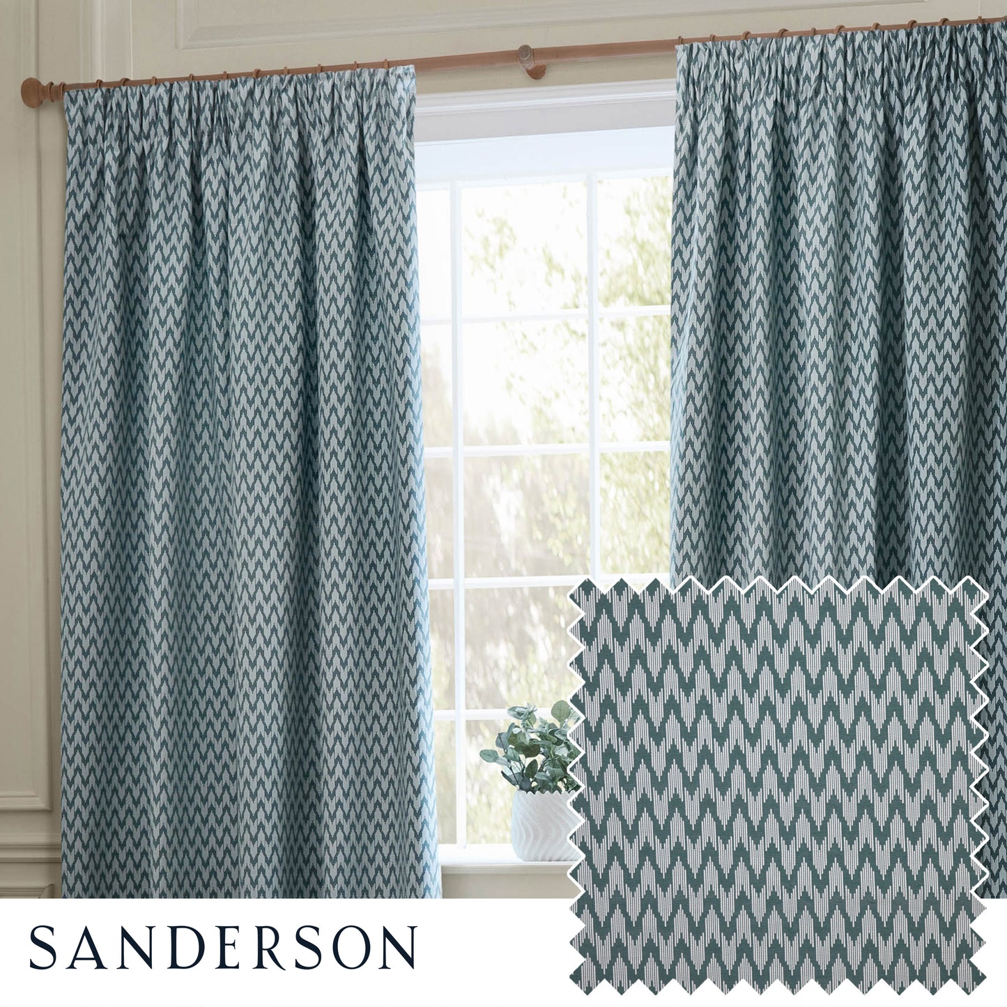 HUTTON 167X137 PENCIL PLEAT CURTAINS BLUE