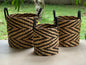 Round zig zag Basket (set of 3)