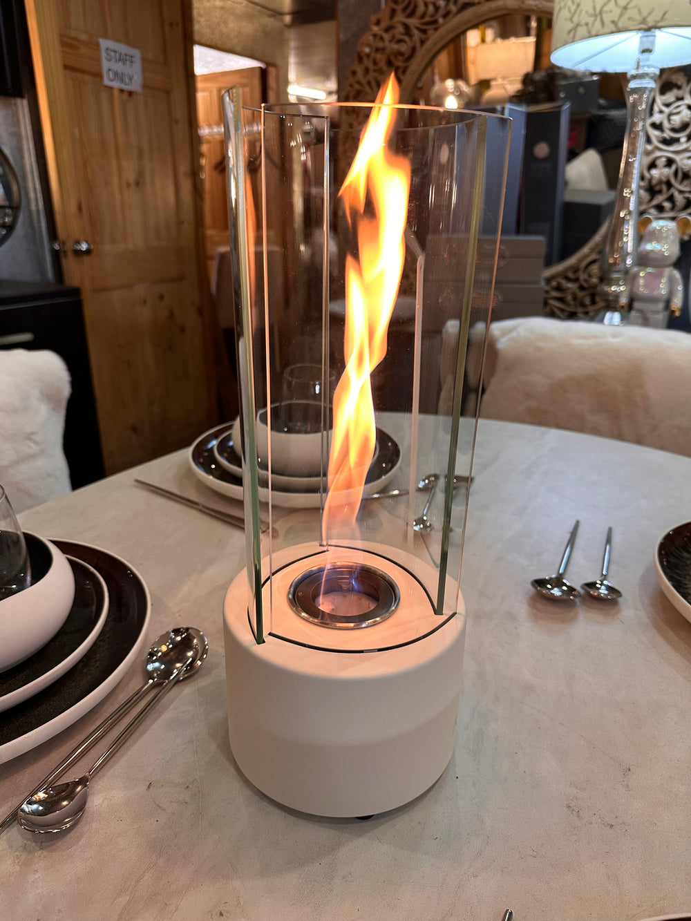 Indoor/outdoor Bioethanol Cream Fire Pit