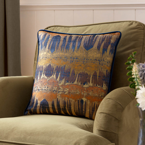 Inca 43x43 Feather Filled Cushion Royal - lifestyle