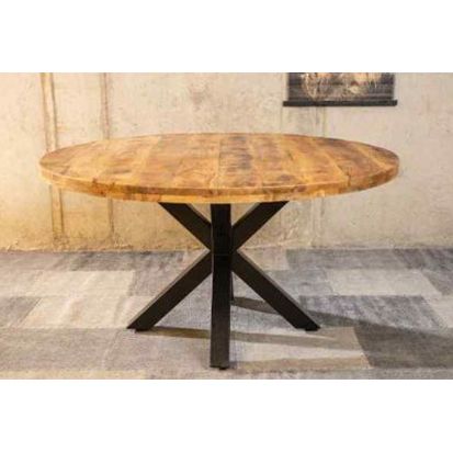 Industrial Round X Leg Dining Table 100*100 Cm