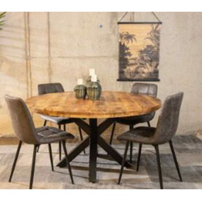 Industrial Round X Leg Dining Table 130*130 Cm