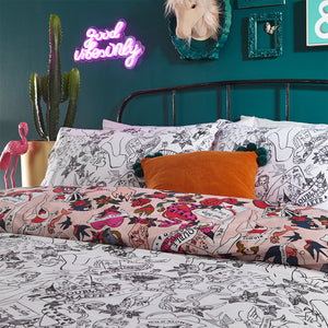 Inked Super King Duvet Set Blush - Riva