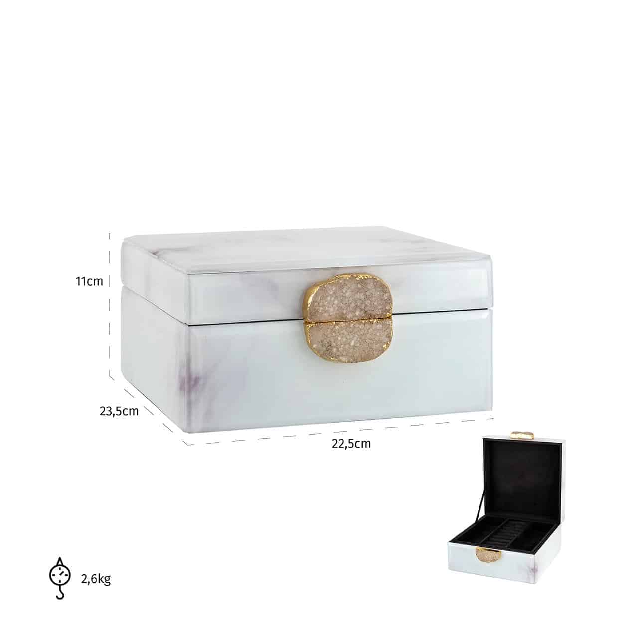 Jewellery Box Bayou white marble look- Richmond Interiors