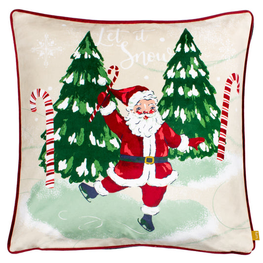 JOLLY SANTA LET IT SNOW 43X43 FEATHER FILLED CUSHION MULTI