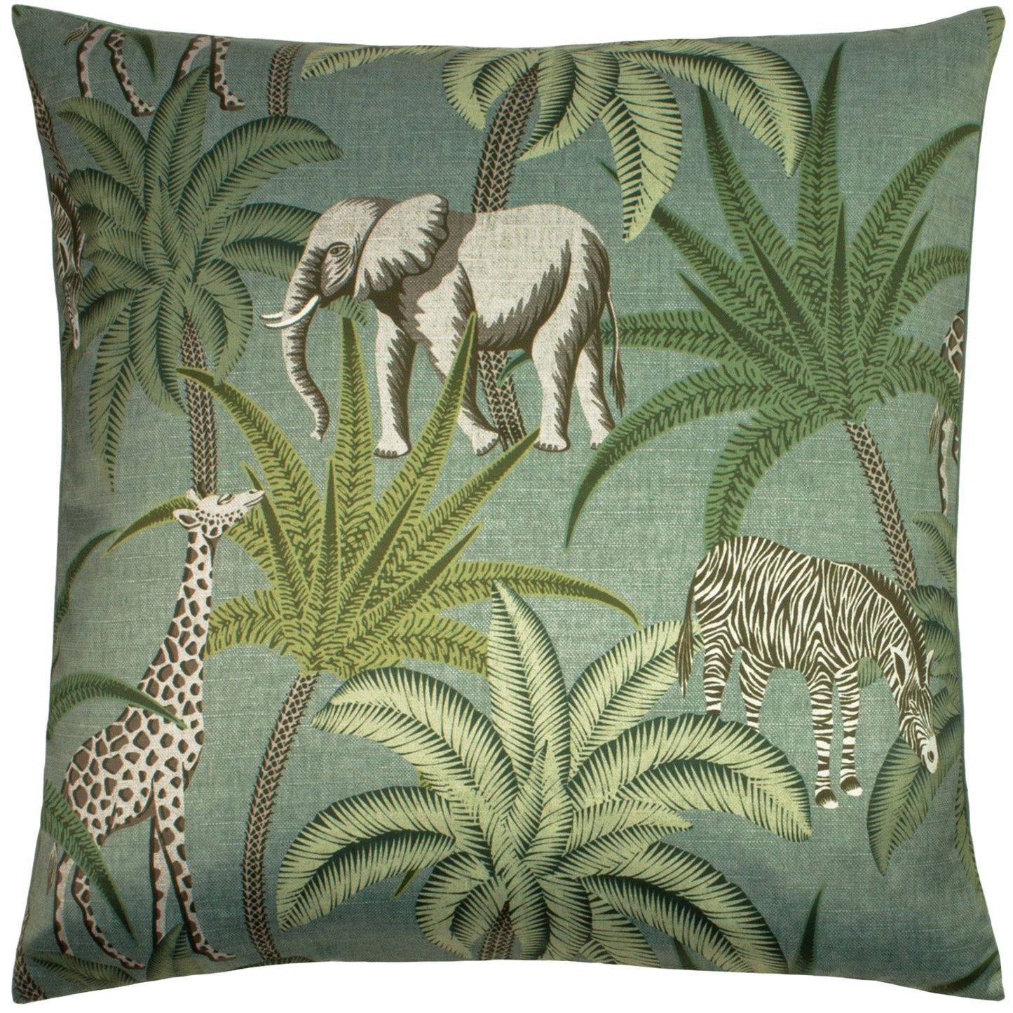JUNGLE PARADE 50X50 FEATHER FILLED CUSHION GREEN