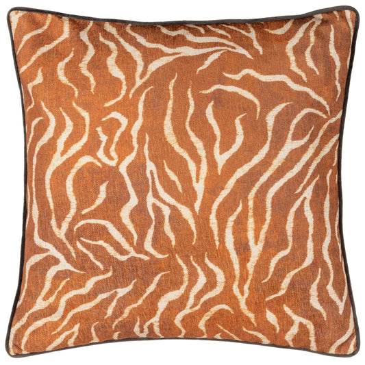 JURONG TIGER CHENILLE 50X50 FEATHER FILLED CUSHION RUST