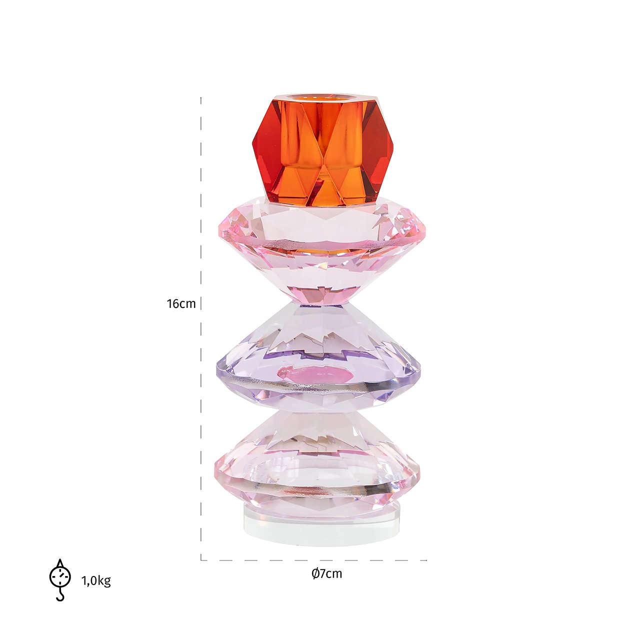 Candle holder Yalena big (Pink)- Richmond Interiors