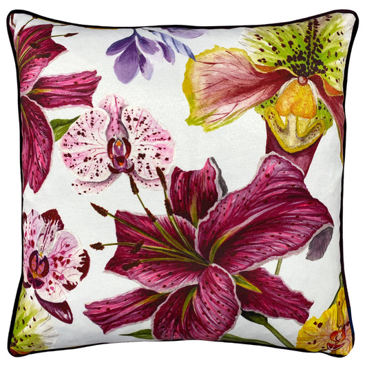 PIPED KALA 50X50 FEATHER FILLED CUSHION ORCHIDS