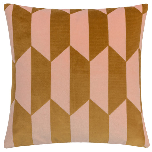 KALHO 45X45 FEATHER FILLED CUSHION PINK/OCHRE
