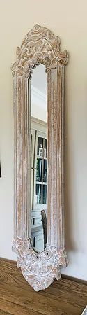 Carved Long Mirror Whitewash