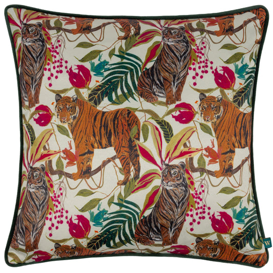 KALI JUNGLE TIGERS 43X43 FEATHER FILLED CUSHION IVORY