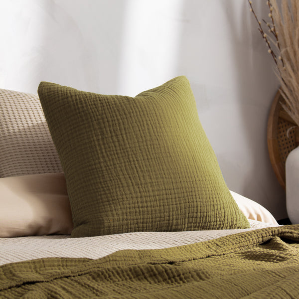 Lark 45x45 Feather Filled Cushion Khaki - lifestyle
