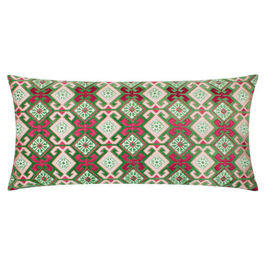 LAUREL 30X60 FEATHER FILLED CUSHION CERISE/JADE