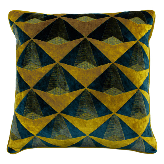 LEVEQUE 50X50 FEATHER FILLED CUSHION TEAL/GOLD