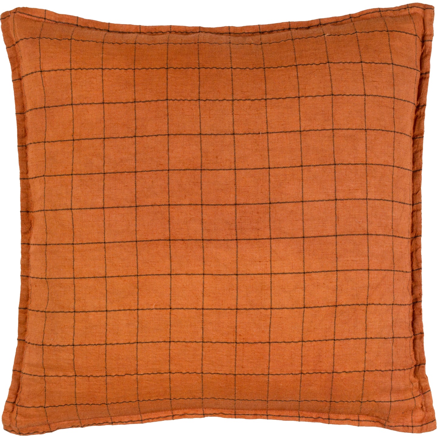 LINEN GRID CHECK 50X50 FEATHER FILLED CUSHION BRICK
