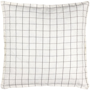 Linen Grid Check 50x50 Feather Filled Cushion Ecru