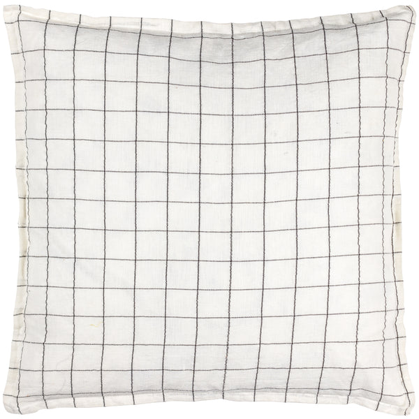 Linen Grid Check 50x50 Feather Filled Cushion Ecru