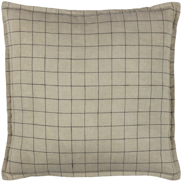 Linen Grid Check 50x50 Feather Filled Cushion Stone
