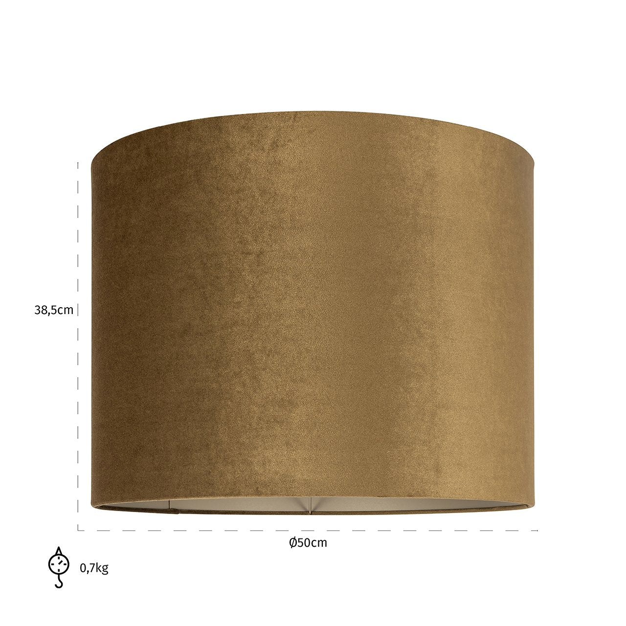 Lampshade Addy gold velvet cilinder 50Ø (Gold)- Richmond Interiors