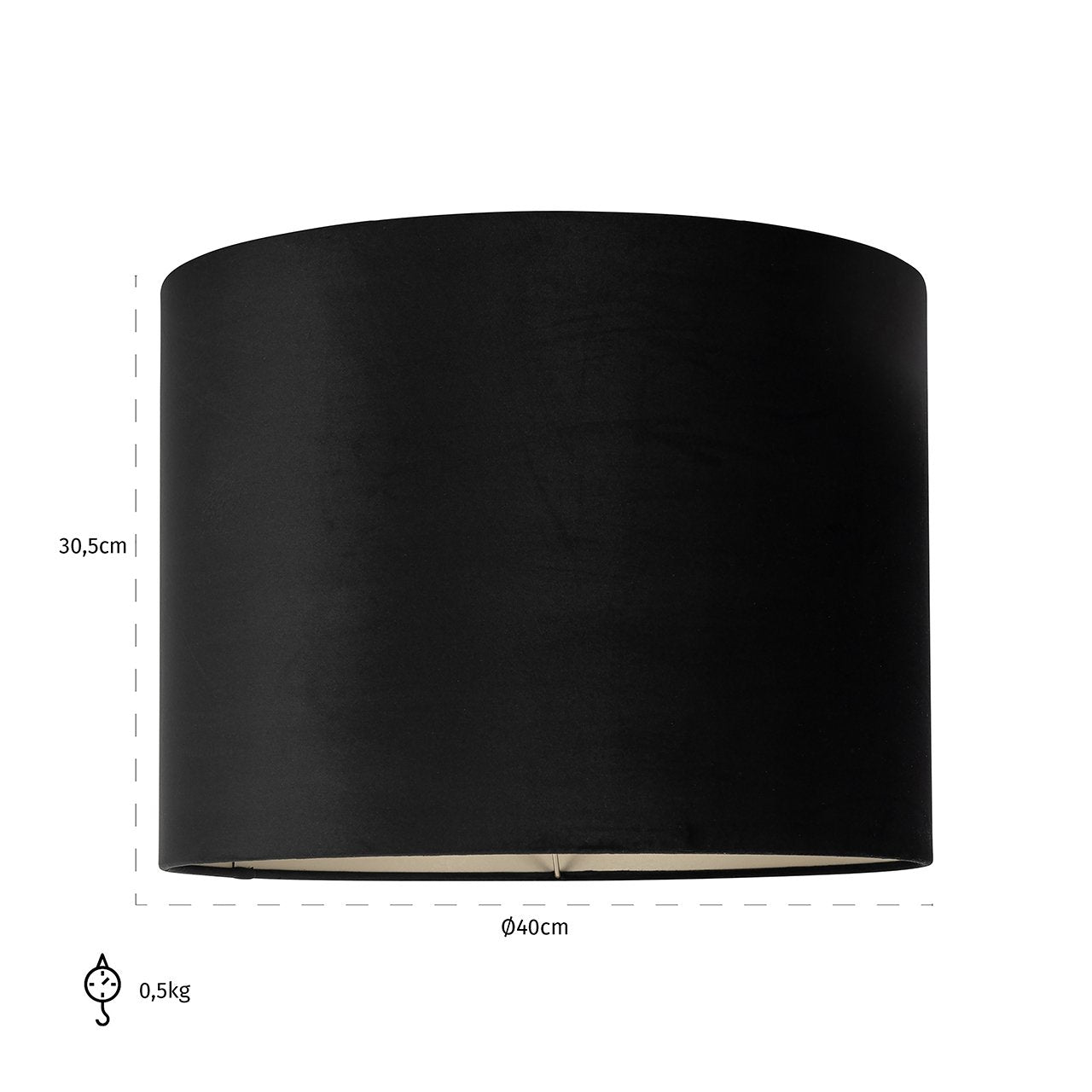Lampshade Maddy black velvet cilinder 40Ø (Black)- Richmond Interiors
