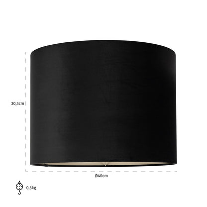 Lampshade Maddy black velvet cilinder 40Ø (Black)- Richmond Interiors