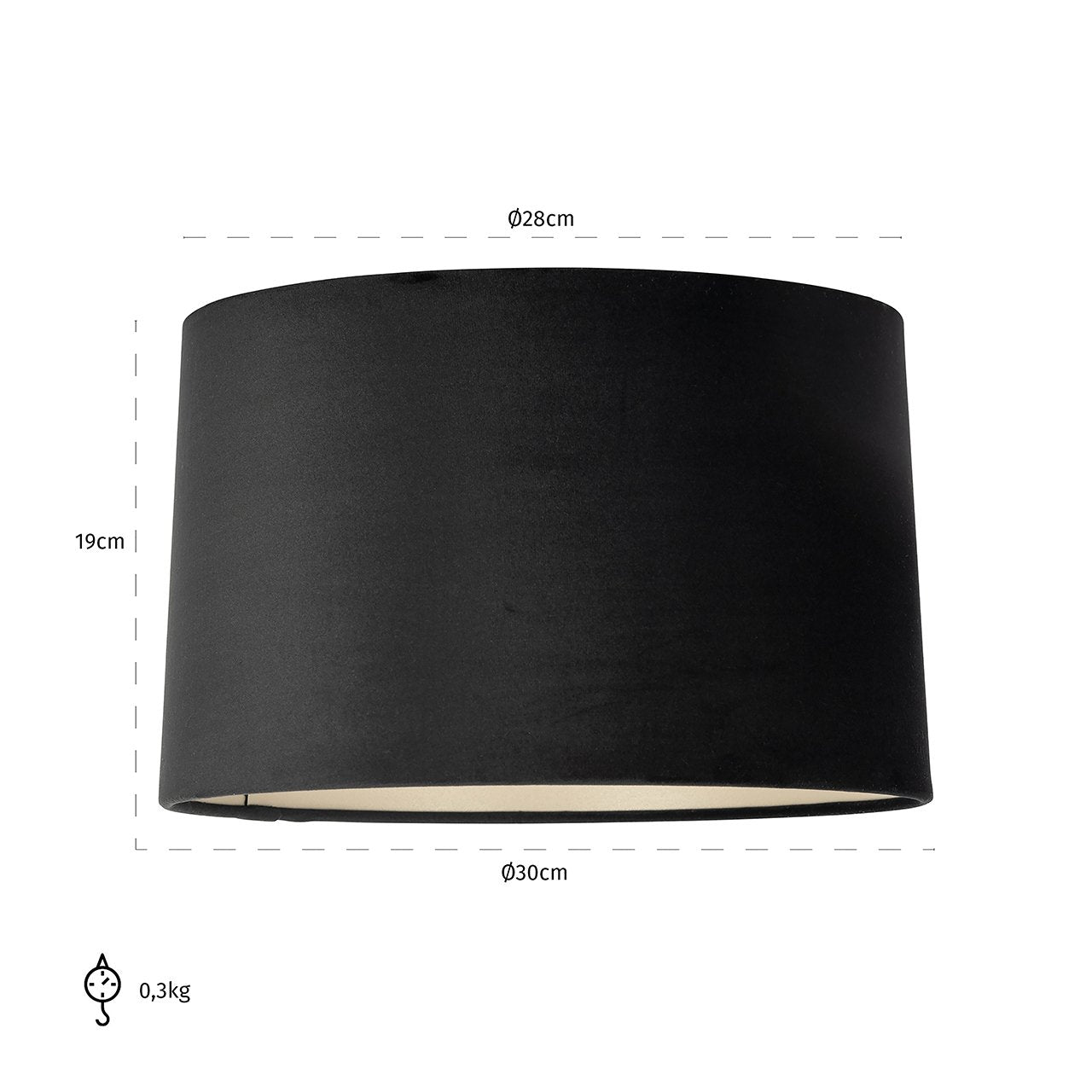 Lampshade Maddy black velvet 30Ø (Black)- Richmond Interiors