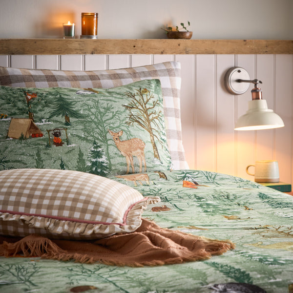 Lodge Wood Sigle Duvet Set Oakmoss Green - Riva