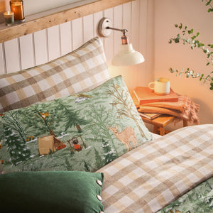 Lodge Wood Double Duvet Set Oakmoss Green - Riva