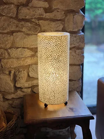 Shell Cylinder Table Lamp Ivory