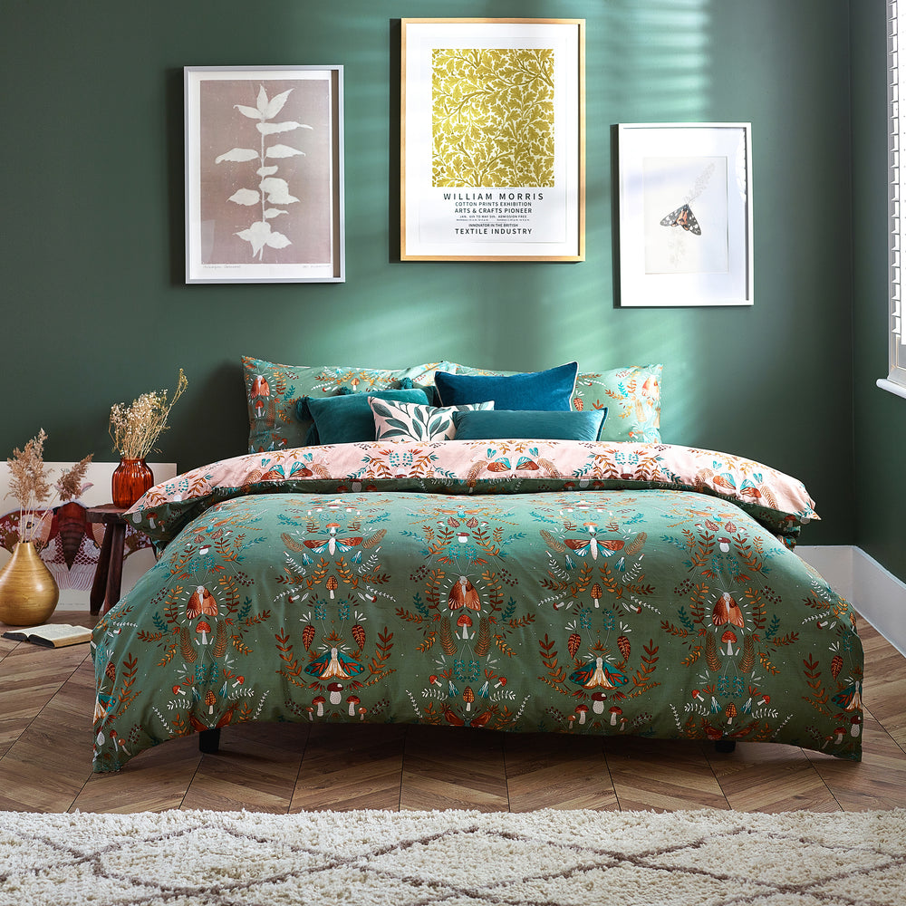 Luna Wood Single Duvet Set Fern Green